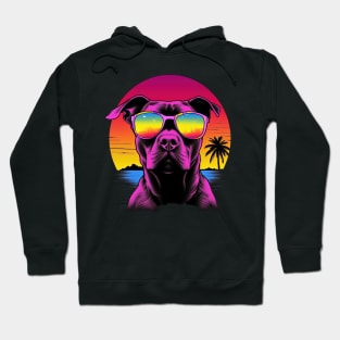 Retro Pop art Pitbull Dog Breed Sunset Art Hoodie